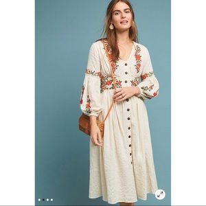 BROWN Gracie Embroidered Peasant Dress  by Maeve